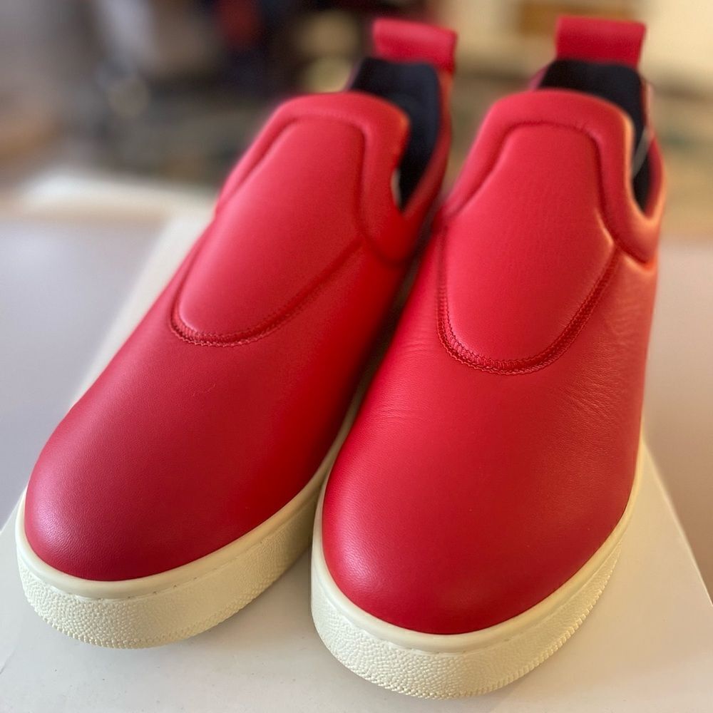 Celine Red Leather Slip-On Sneakers (Size 37) Full Inclusion. NWT